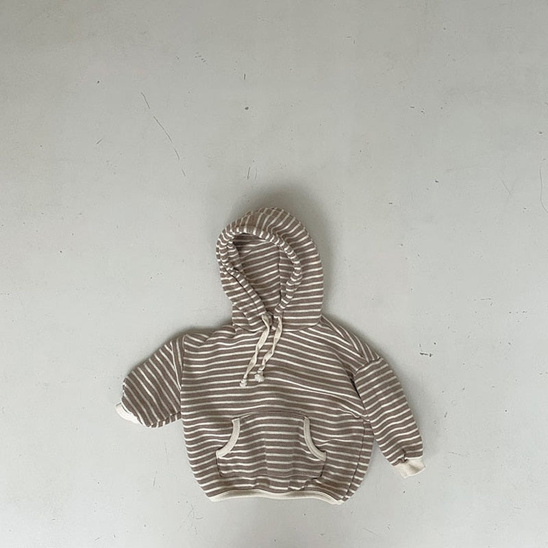 Oversized Striped Hooded Sweatshirt