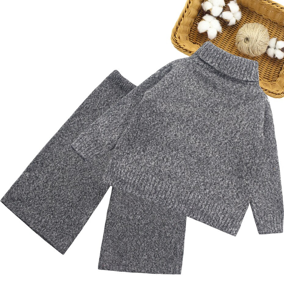 Knitted Turtle Neck Jumper & Wide Leg Trousers Two Piece Set