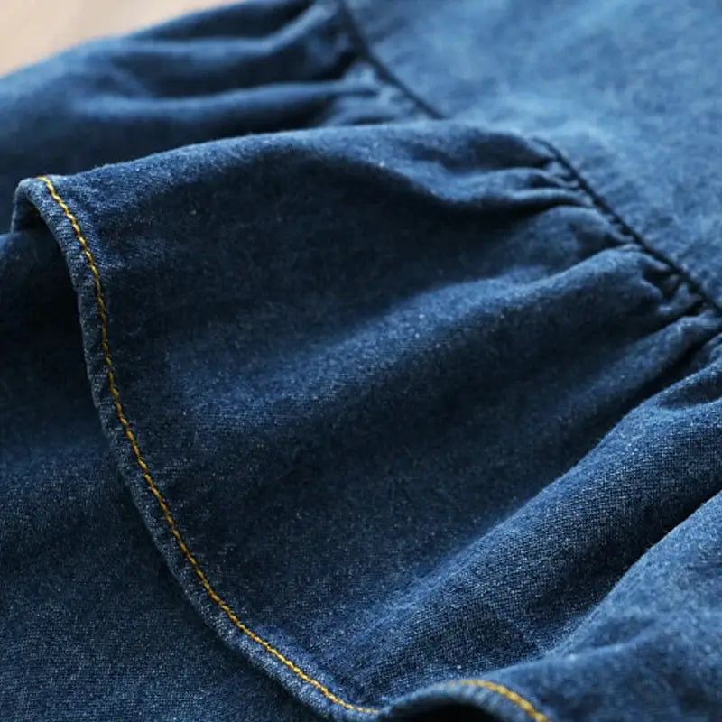 Blue Denim Ruffle Cami Top & Wide Leg Jeans Two Piece Set