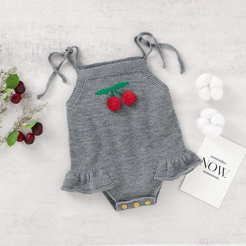 Sleeveless Cherry Ruffle Knit Bodysuit - JAC