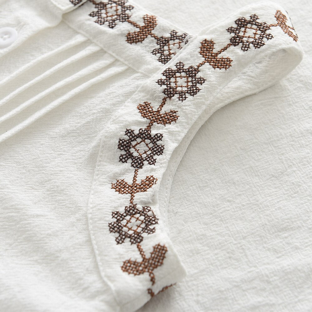 White Embroidery Vest Top & Wide Leg Pants