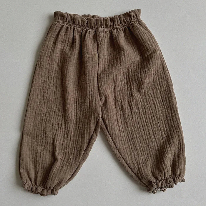 kids organic cotton trousers, summer trousers, kids loose pants, baby summer clothes 