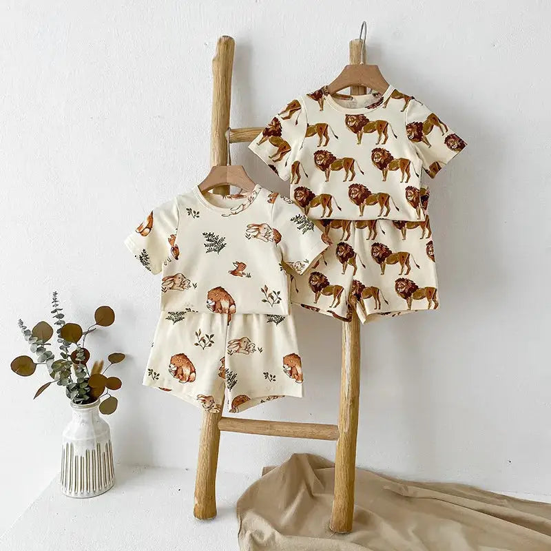 MILANCEL 0-5Y Kids Pajama Set Cotton Animal Print Girls Sleep Wear Pure Cotton Children Sleeping Suit - JAC