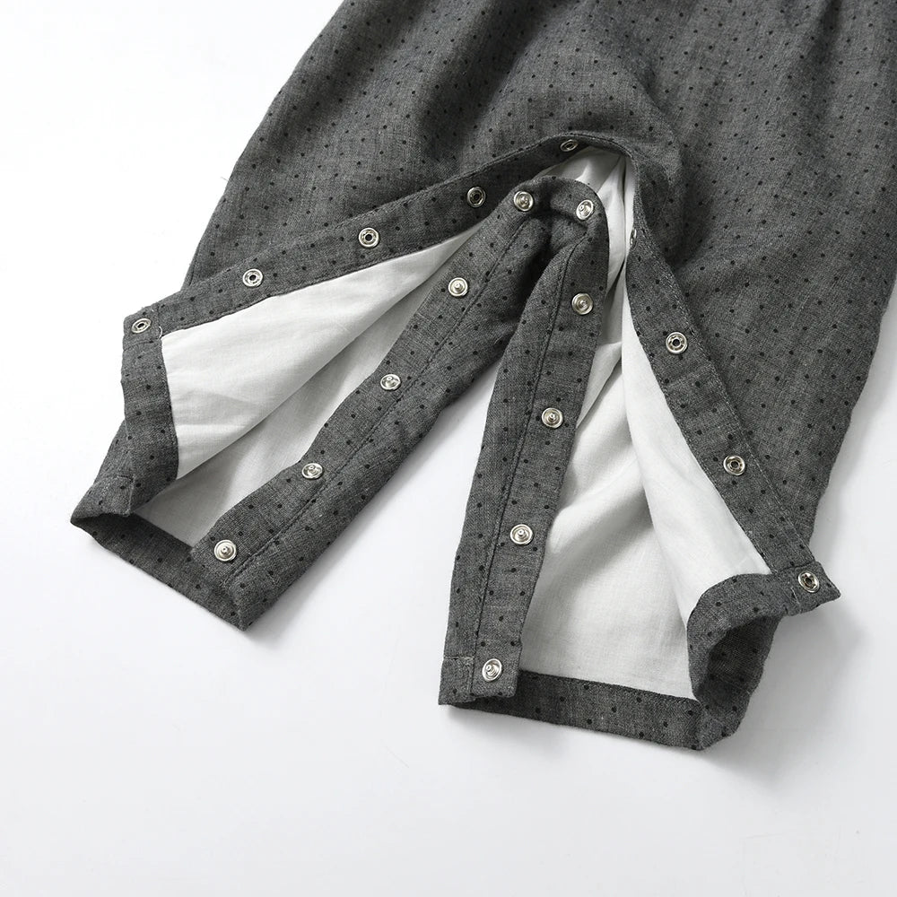 Grey Polkadot Button Up Suspenders
