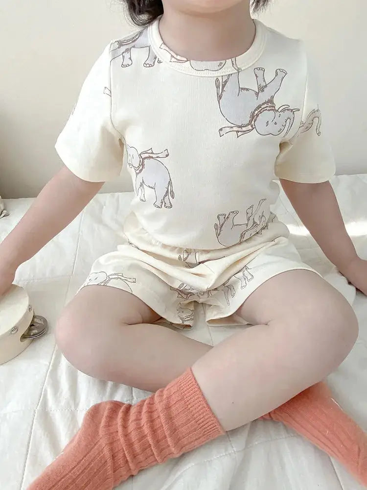 MILANCEL 0-5Y Kids Pajama Set Cotton Animal Print Girls Sleep Wear Pure Cotton Children Sleeping Suit - JAC