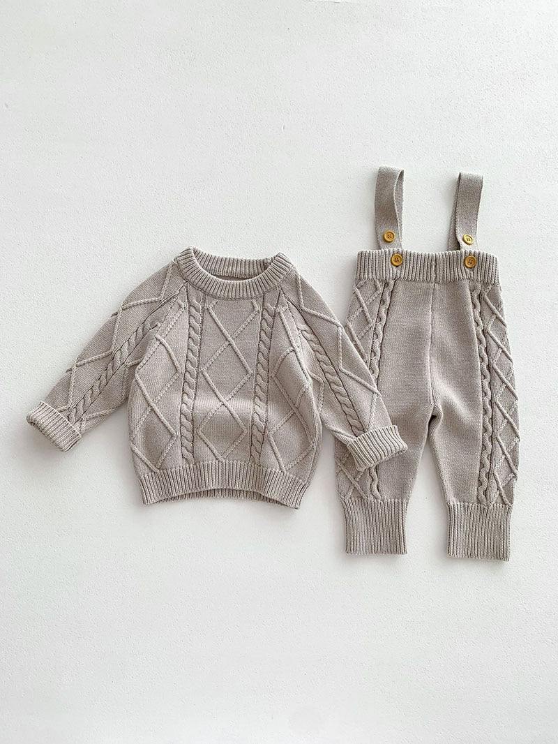 Knit Overalls & Jumper Matching Set