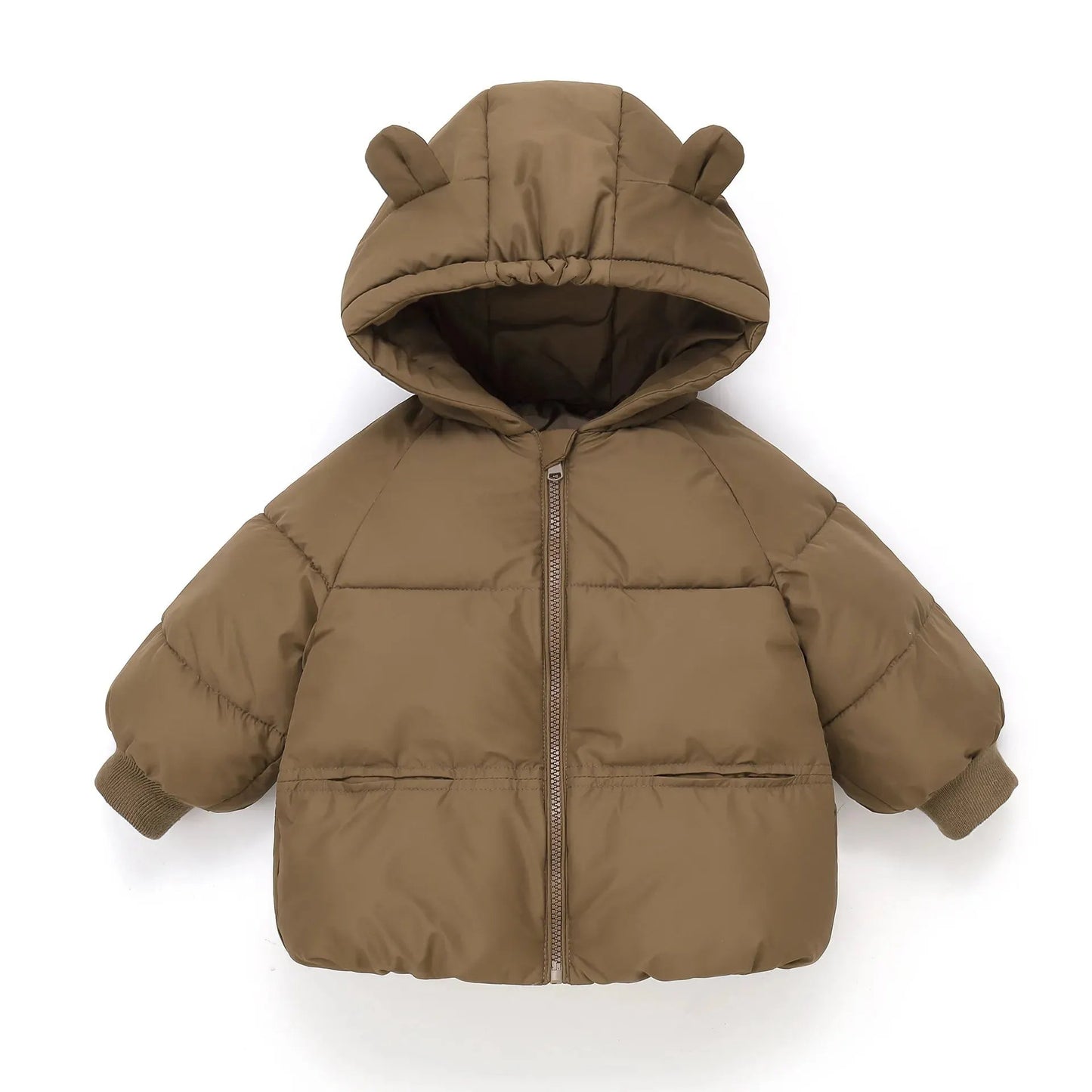 Hooded Bear Long Puffer Coat