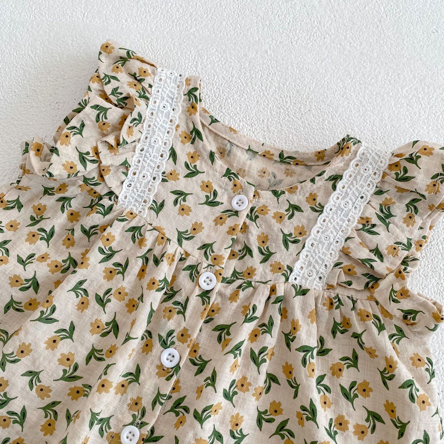 Floral Cotton Lace Blouse & Matching Shorts Two Piece Set