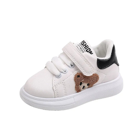 White Thick Sole Lace Up Bear Trainers - JAC