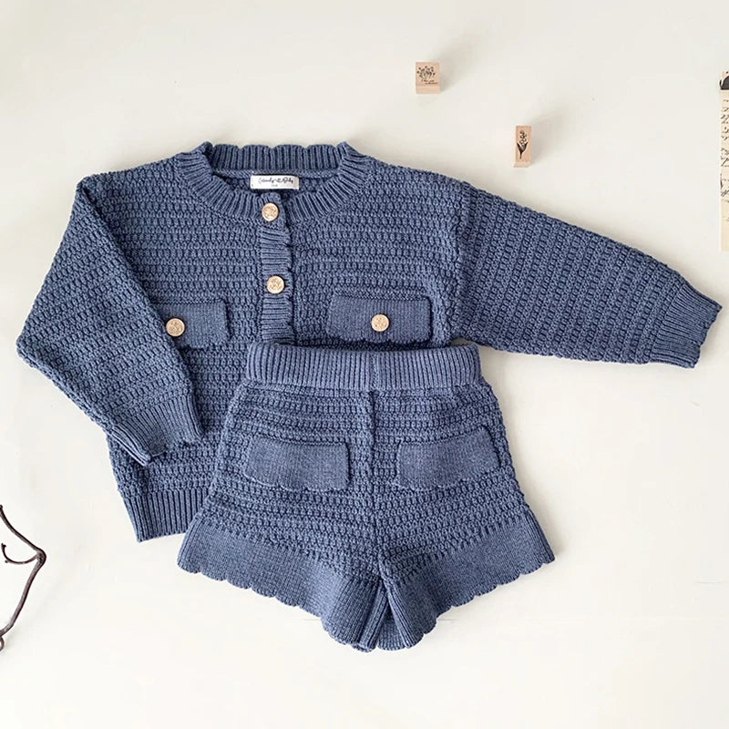 Knit Cardigan & Flowy Shorts Matching Set