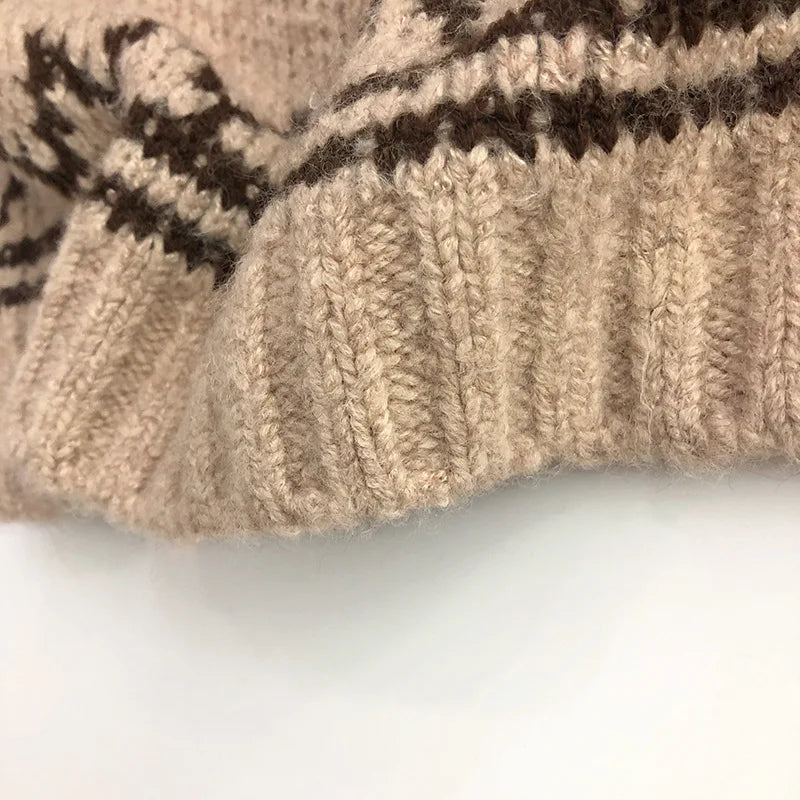 Retro Striped Turtleneck Knit Jumper