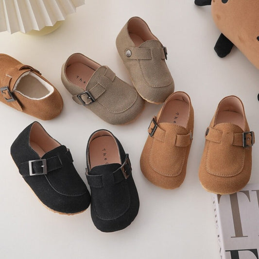 Boys Suede Buckle Loafers