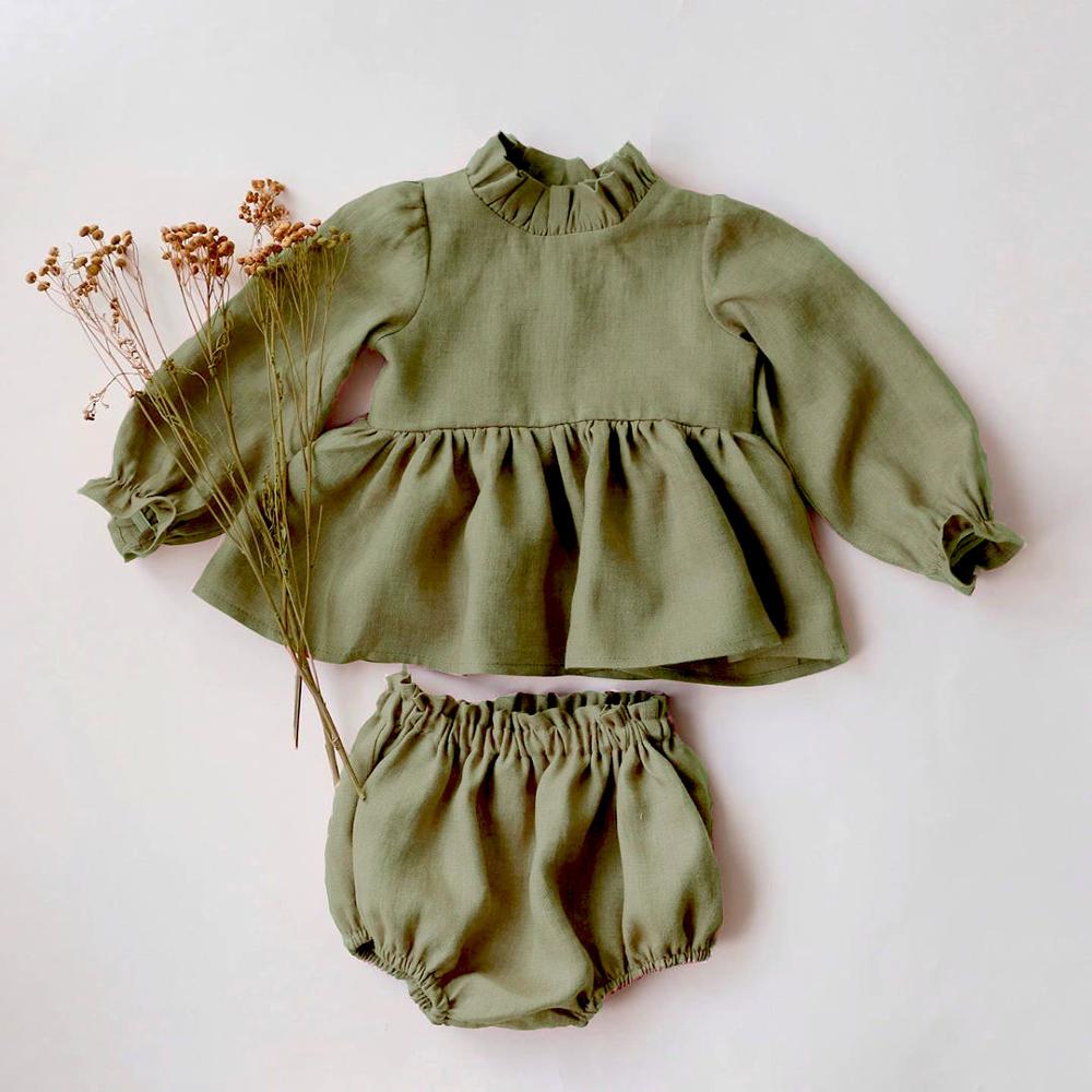 Baby Girls Cotton Frill Blouse & Shorts Matching Set