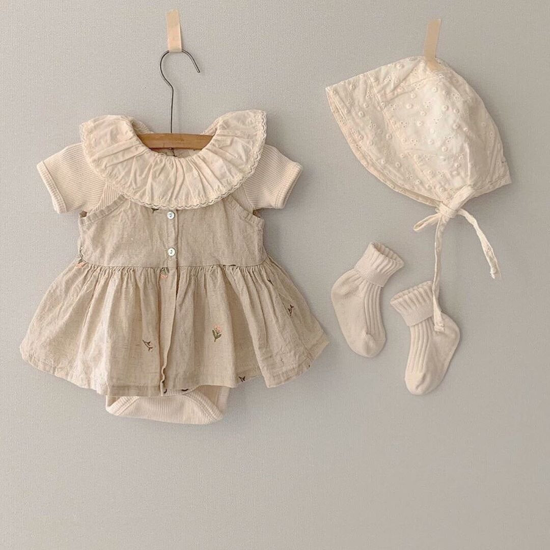 Baby Girls Floral Vest Top & Short Sleeve Bodysuit