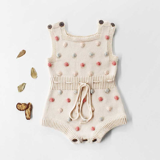 Baby Girls Cotton Pom Pom Bodysuit Romper - JAC