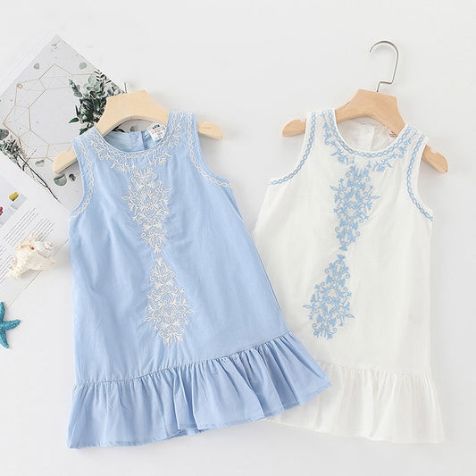 Lace Embroidery Flower Floral Sleeveless Dress
