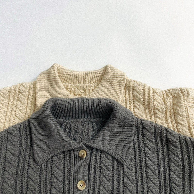 Vintage Cable Knit Button Up Sweatshirt - JAC
