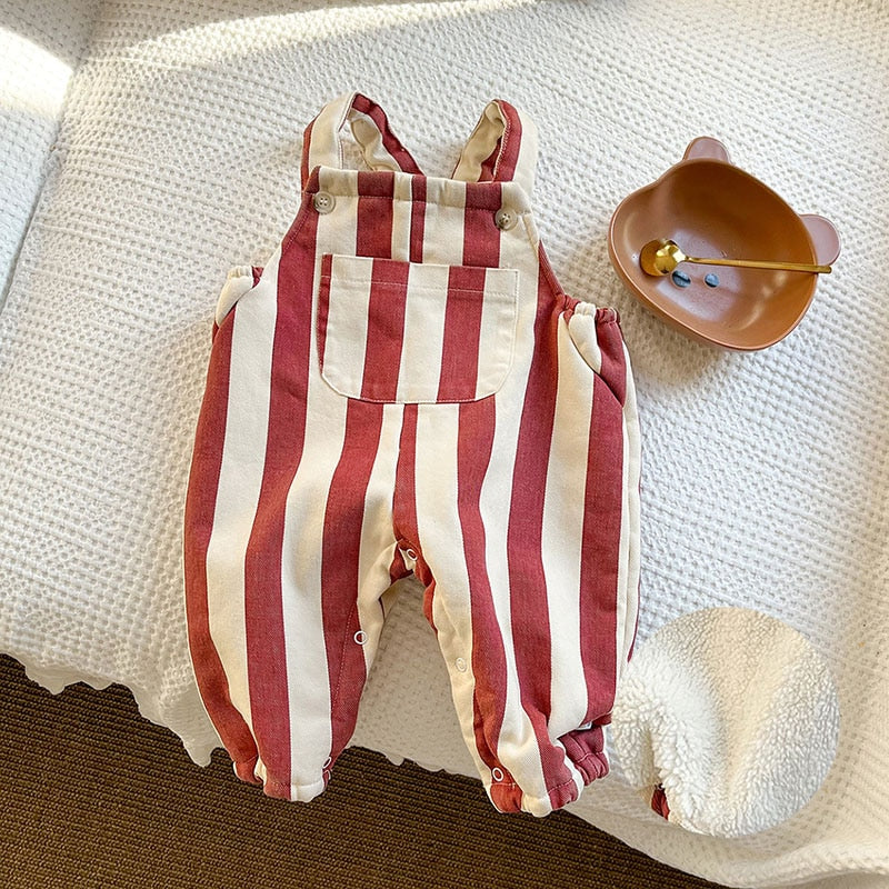 Striped Bear Dungarees with Fur
