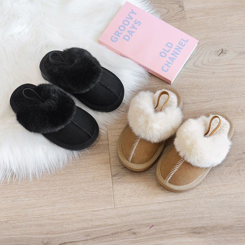 Slip On Fur Slippers With Strap - JAC