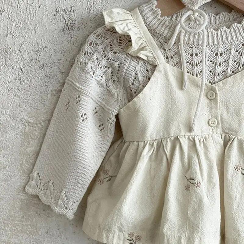 Baby Girls Embroidered Ruffle Dress & Shorts Co-ord Matching Set