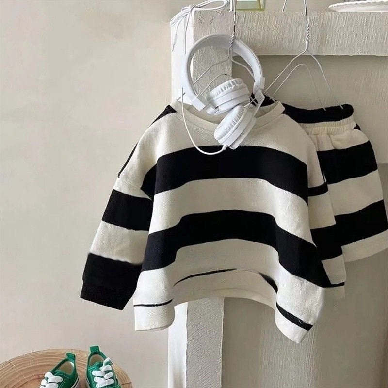Kids Cotton Striped Jumper and Shorts Two Piece Co-ord Set - JAC