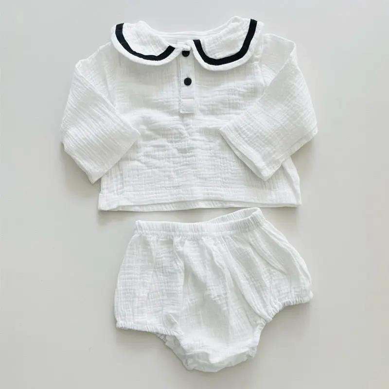 Baby Organic Cotton Blouse Bloomers Two Piece Set & Romper With Hat