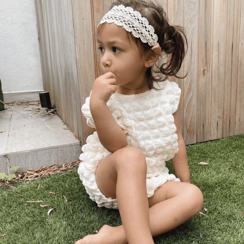 Baby Girl Cotton Ruffle Romper Top & Shorts Matching Set