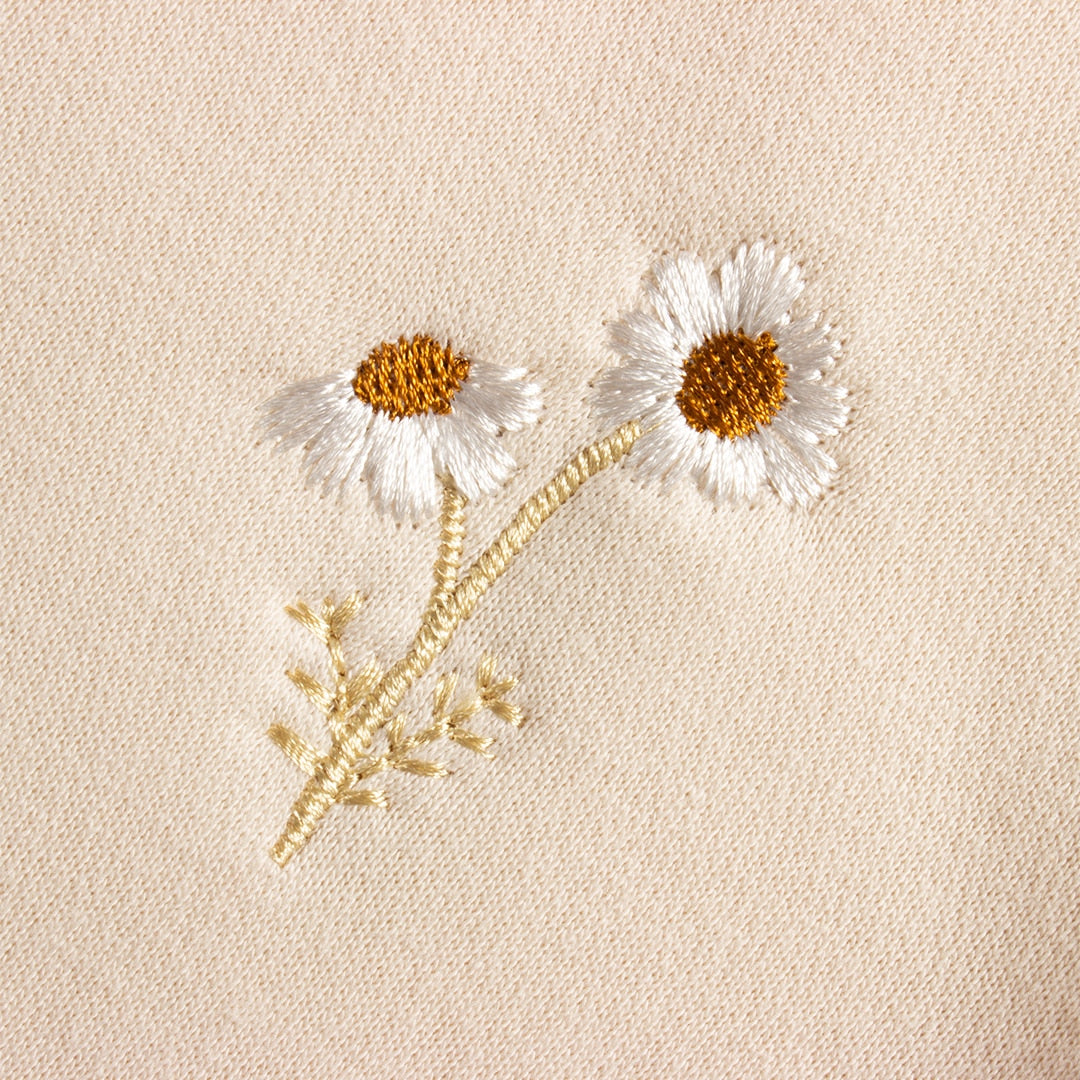 Embroidery Daisy Pullover Sweatshirt & Joggers Set - JAC