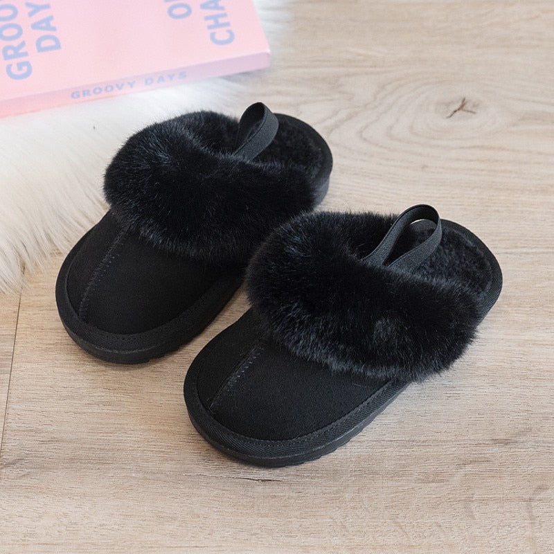Slip On Fur Slippers With Strap - JAC