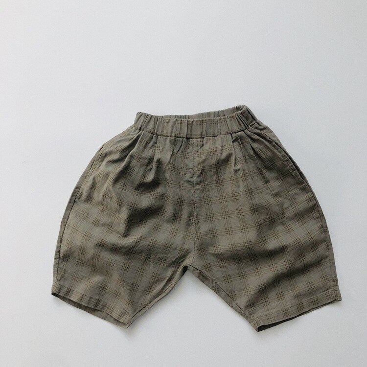 Boys Cotton Linen Checked Shirt & Shorts Set - JAC