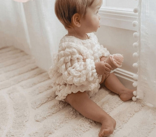 Baby Girl Cotton Ruffle Romper Top & Shorts Matching Set - JAC
