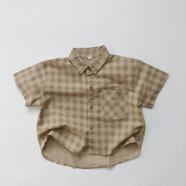 Boys Cotton Linen Checked Shirt & Shorts Set - JAC