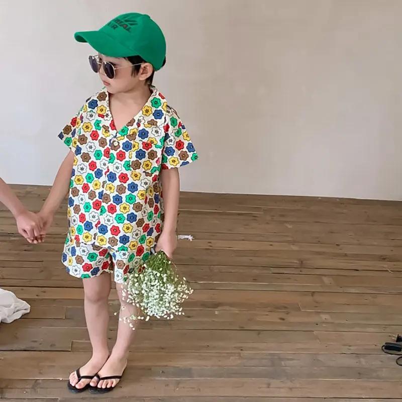 Boys & Girls Matching Flower Shirt Shorts Set & Dress Co-ord Two Piece Set