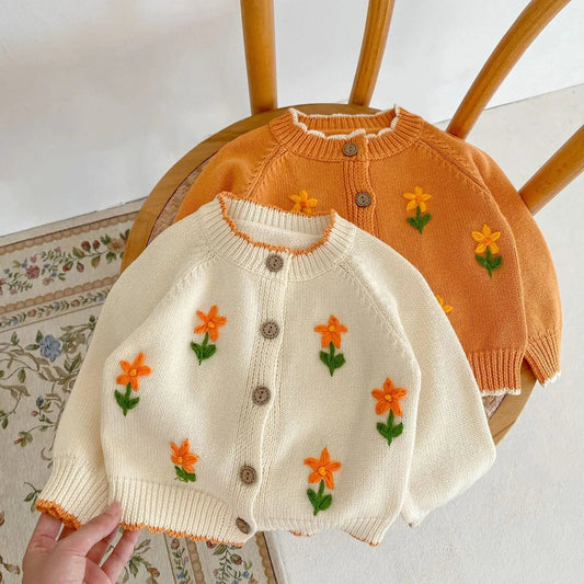 Embroidered Flower Knit Cardigan