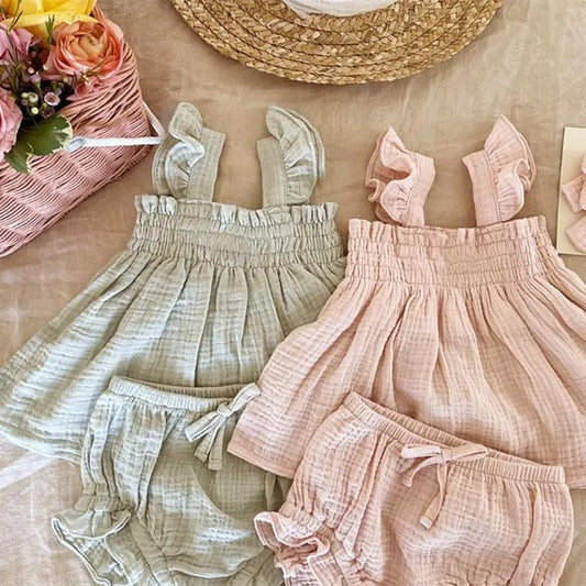 Linen Ruffle Top & Bloomers Two Piece Set - JAC