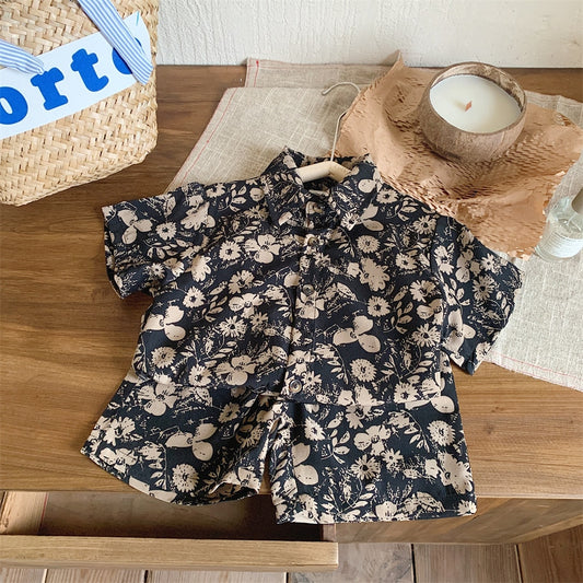 Black Floral Patterned Shirt & Shorts Co-ord Two Piece - JAC
