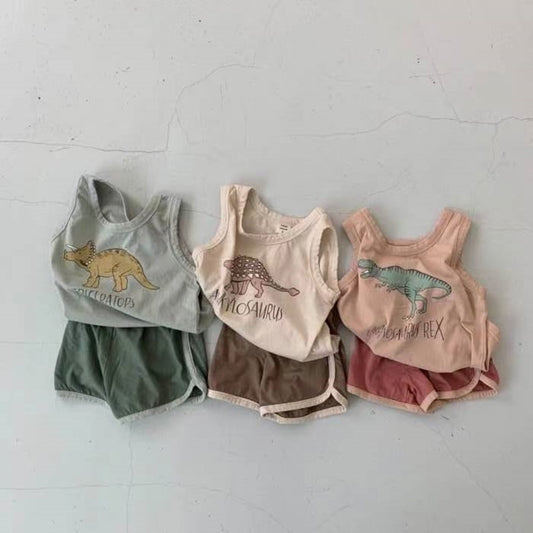 Unisex Baby Dinosaur Vest Tank Top & Shorts Two Piece Set - JAC