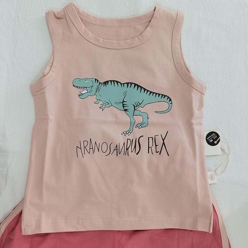Unisex Baby Dinosaur Vest Tank Top & Shorts Two Piece Set
