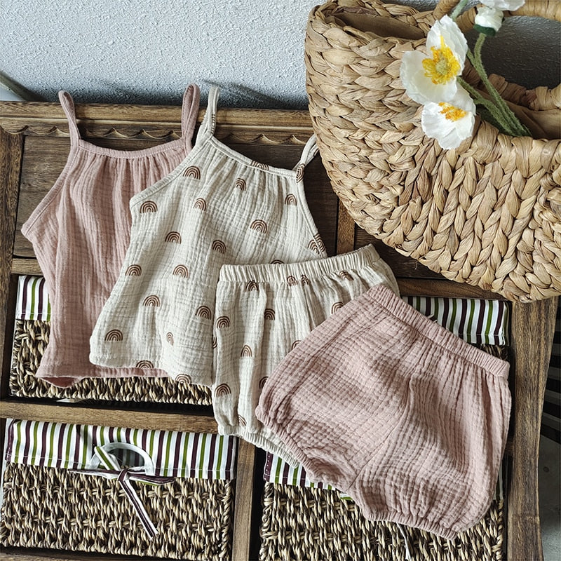 Toddler Cotton Vest Top & Bloomer Shorts Co-ord Two Piece Set - JAC